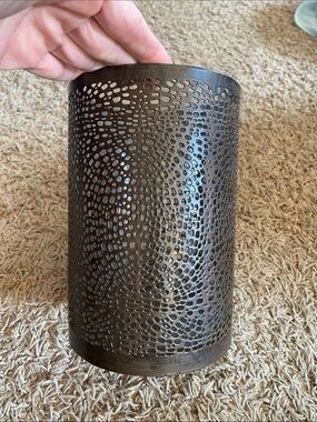 Kohl's Dark Bronze Perforated Metal Cylinder Lantern 8”